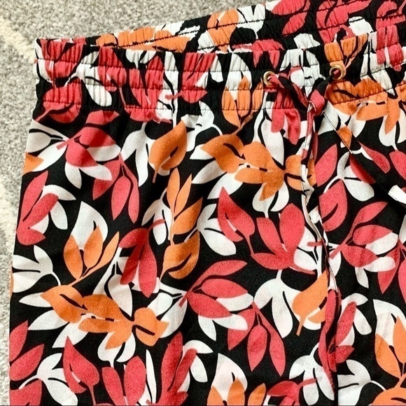 Calvin Klein Pink Orange Leaf Print Wide Leg Pants - Picture 2 of 6